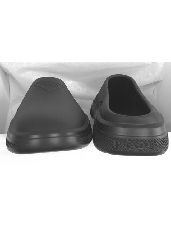 PRADA Men\'s Mellow Rubber Mules Clogs Slip On Loafer Shoes Black Size 42 / US 9